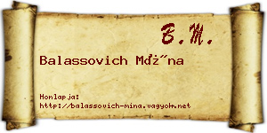 Balassovich Mína névjegykártya